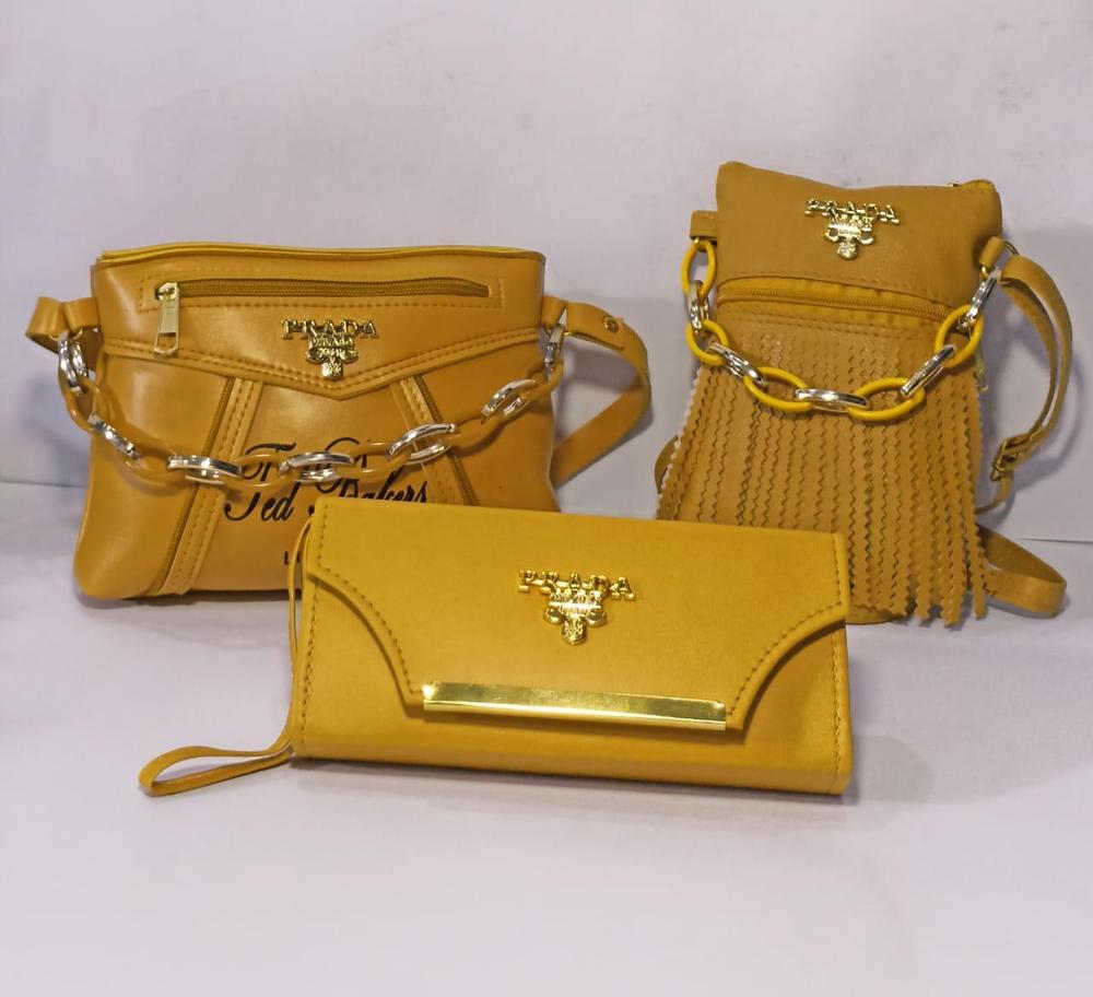 3 Pcs Women's Fancy Rexine Bags