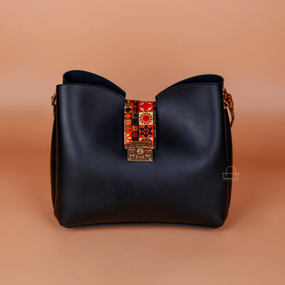 Classy 2 Pcs Black Shoulder Bag