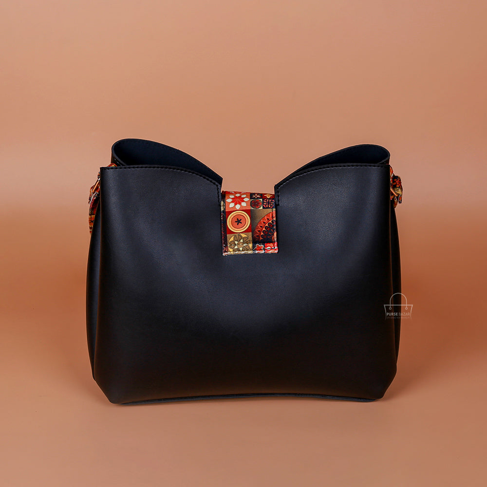 Classy 2 Pcs Black Shoulder Bag