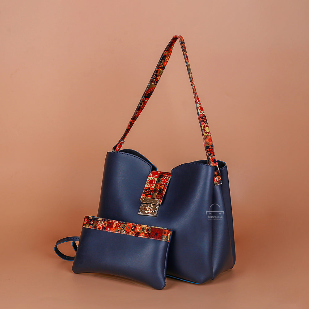 Classy 2 Pcs Blue Shoulder Bag