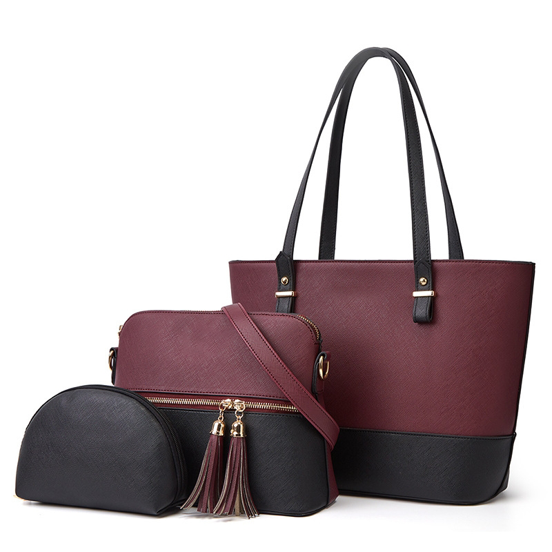 Dream Maroon and Black 3 Piece Handbag