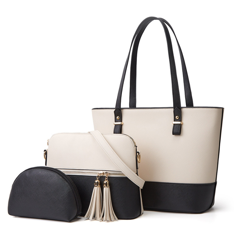 DREAM WHITE AND BLACK 3 PIECE HANDBAG