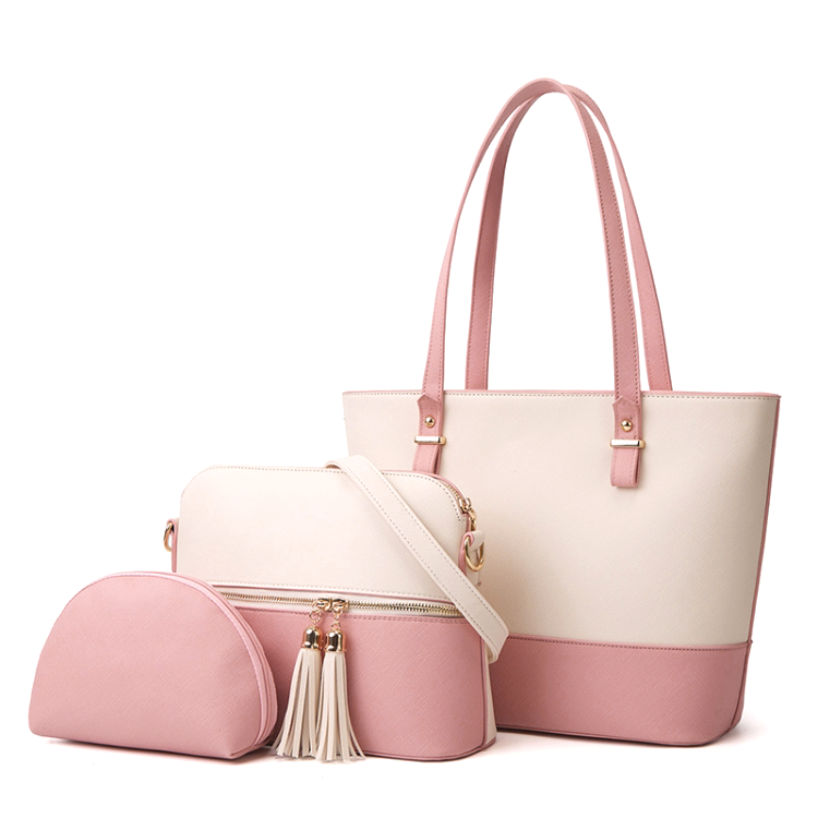 DREAM WHITE AND PINK 3 PIECE HANDBAG